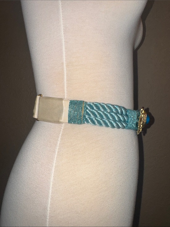 Turquoise Braided Rope Belt with Gold Decorative Buckle main image 8